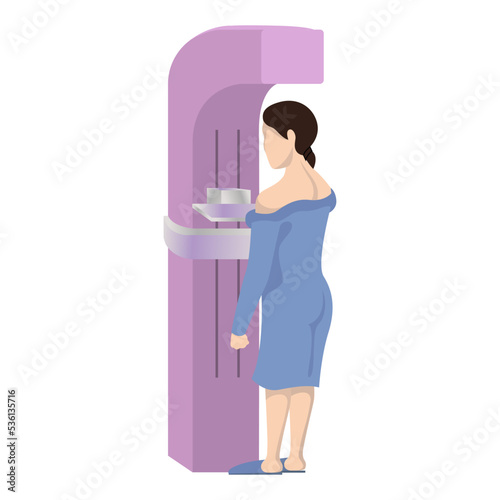 Mammography. A section of medical diagnostics and examination of the mammary gland. Vector flat illustration