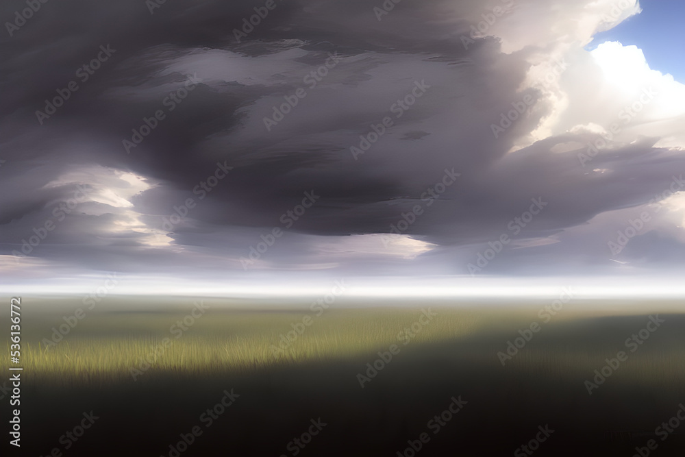 Fototapeta premium Cloudy Field Horizon