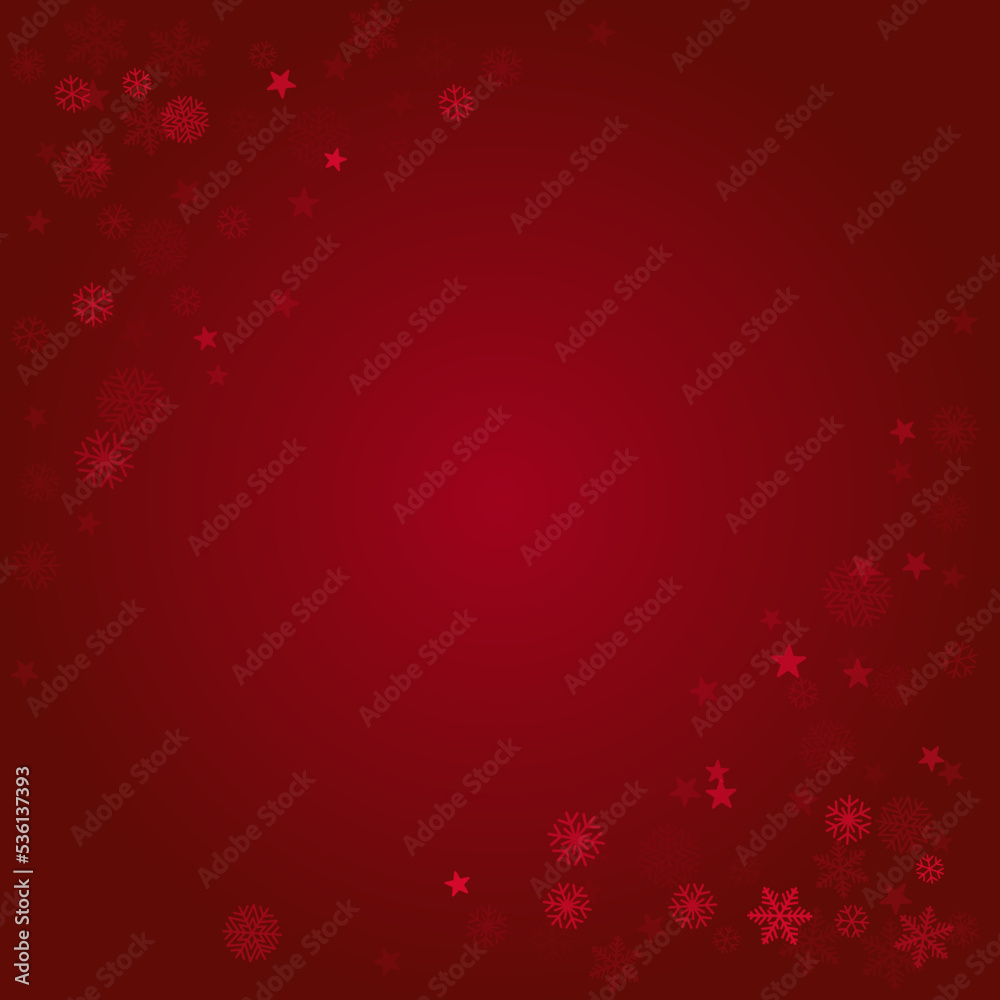 Christmas snow red background. Winter snowflakes subtle frame, greeting card, party event decoration. New Year Holidays gift coupon backdrop. Noel Vector illustration Christmas snow red background. Winter snowflakes subtle frame, greeting card, party event decoration. New Year Holidays gift coupon backdrop. Noel Vector illustration