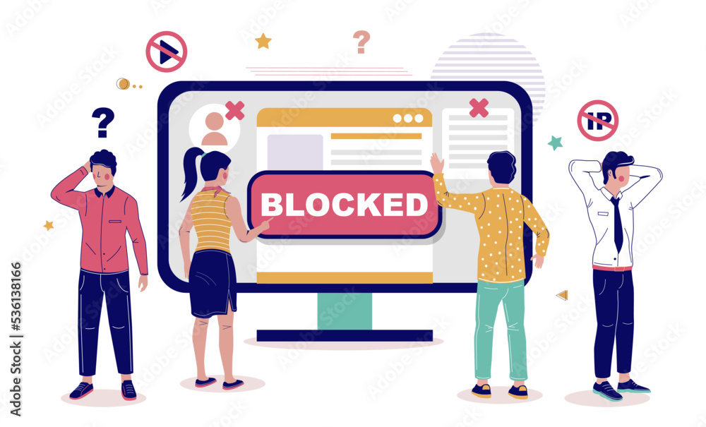 Web site ip blocked flat vector illustration Web site ip blocked flat vector illustration