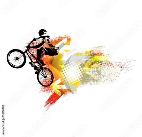 bmx-rider-on-the-abstract-background