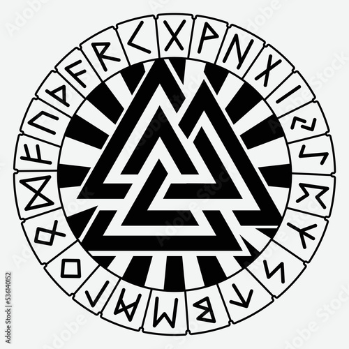 Valknut with Futhark stock illustration.eps

