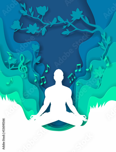 Character relax in zen vector meditation poster
