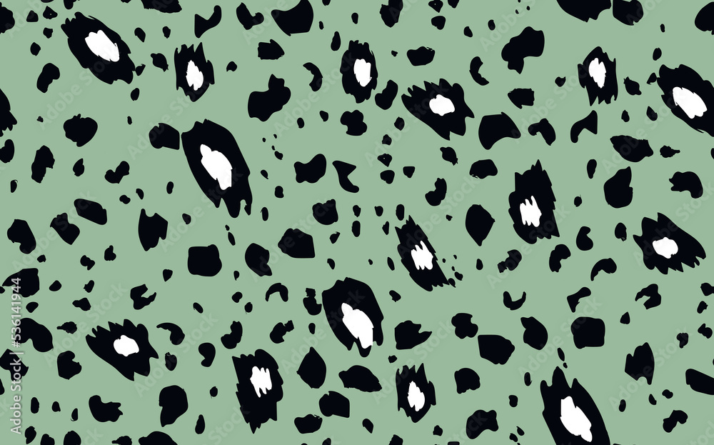 Fototapeta premium Abstract modern leopard seamless pattern. Animals trendy background. Green and black decorative vector stock illustration for print, card, postcard, fabric, textile. Modern ornament of stylized skin