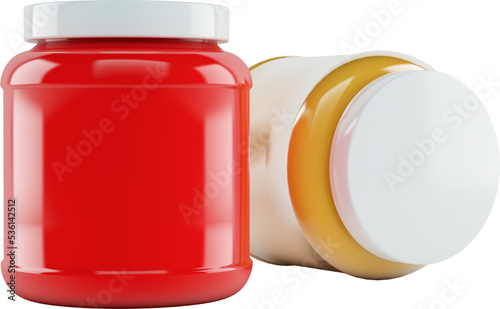 Protein jar red plastic supplement for fitness food