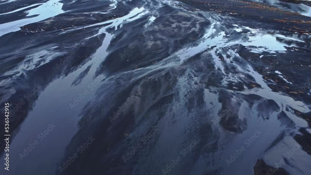 Aerial breathtaking view if river estuary in nature Aerial breathtaking view if river estuary in nature