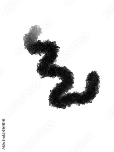 Isolated curving black ink abstract element