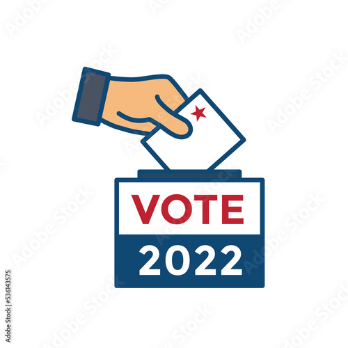 2022 Midterm Elections Design w Red White and Blue Vote Icon