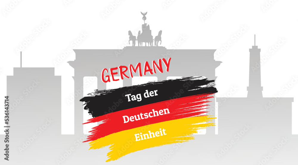 Tag der deutschen einheit banner with berlin background