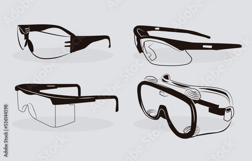 Set of vector glasses lineart
