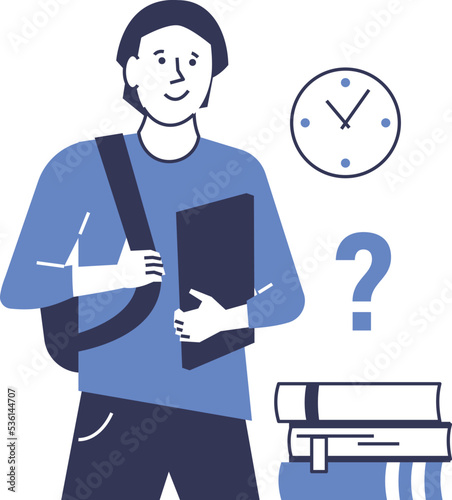 Student, trainee, job applicant. Young employee vector character.