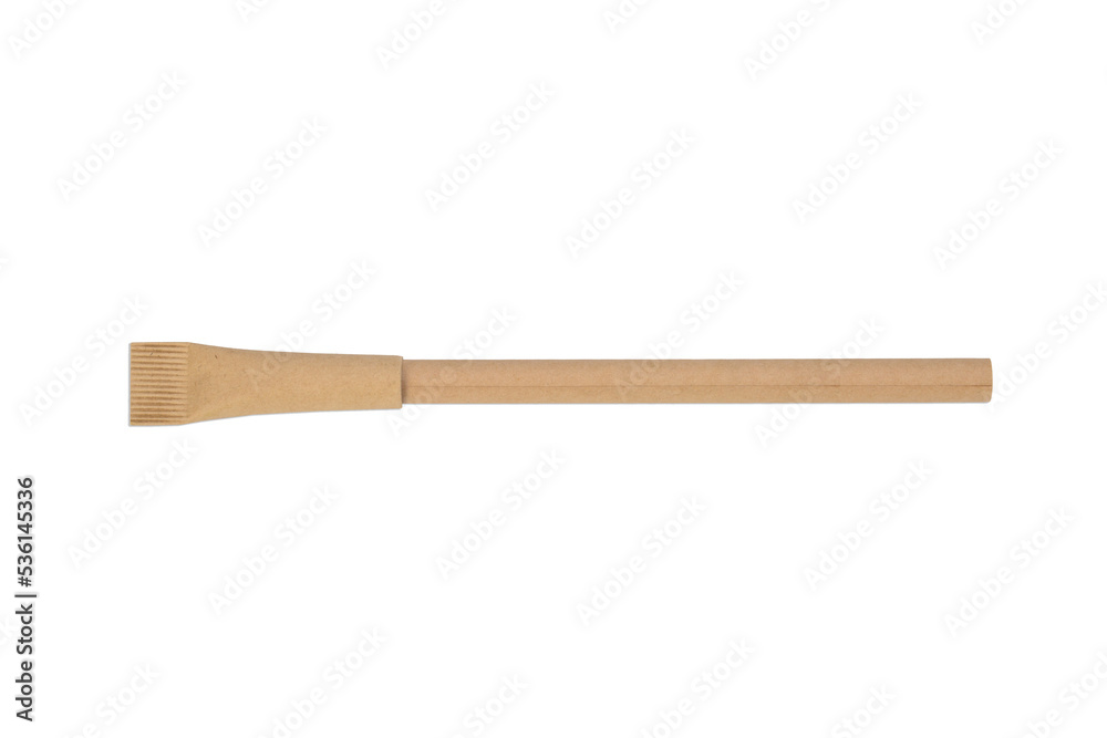 Pen made from environmental recycled paper isolated on a white background. Mock up for branding. Eco concept. Pen made from environmental recycled paper isolated on a white background. Mock up for branding. Eco concept.