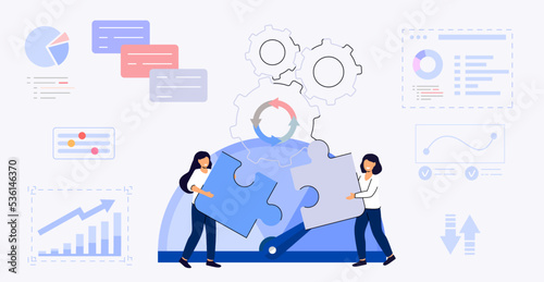 Benchmarking concept Business compare tool for improvement Performance, quality and cost comparison to competitor companies Idea of benchmark business development Vector illustration