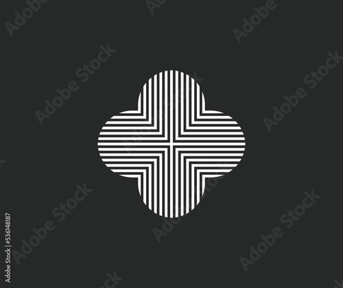 Creative plus, medical line art icon, logo vector illustration. Elegant, luxury floral logo design template.