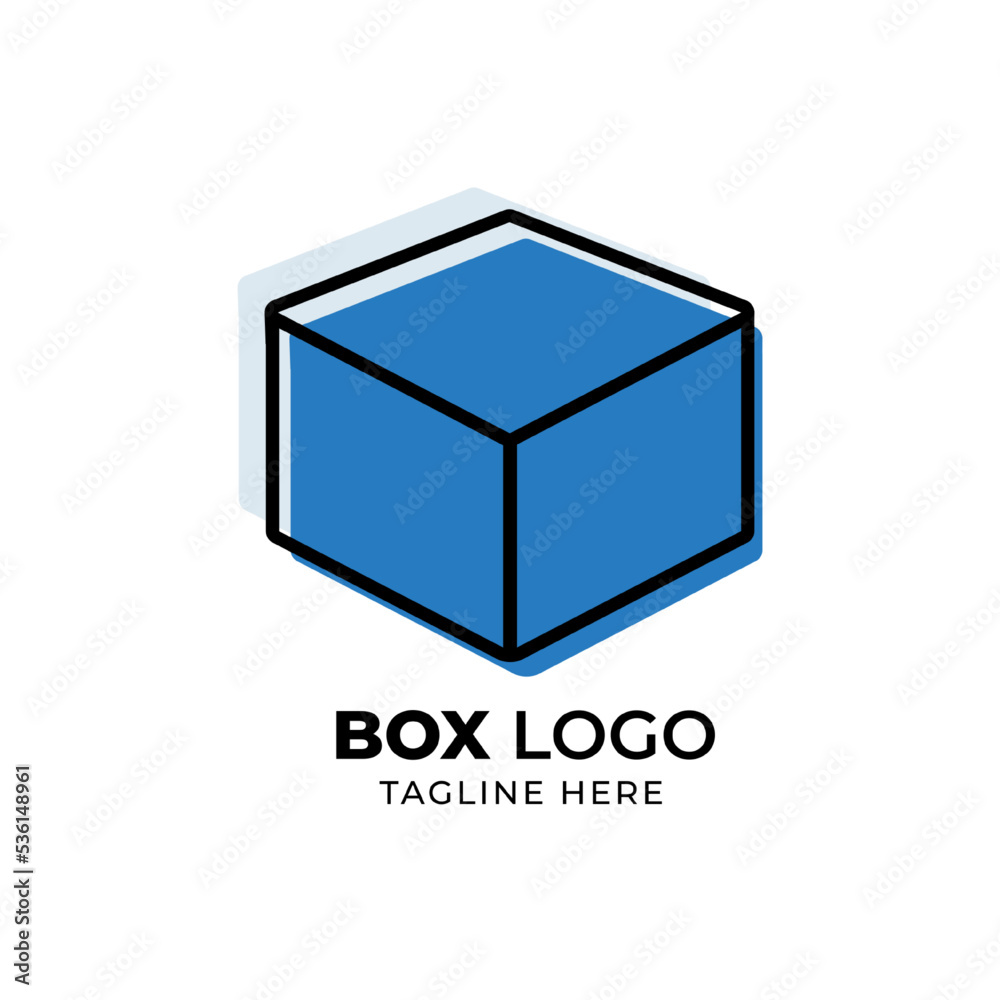 Flat and stroke filled cartoon style Logo Box design template Flat and stroke filled cartoon style Logo Box design template