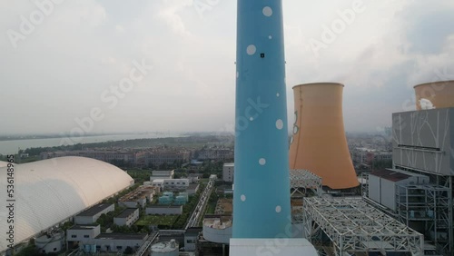 aerial view of modern thermal power plant photo