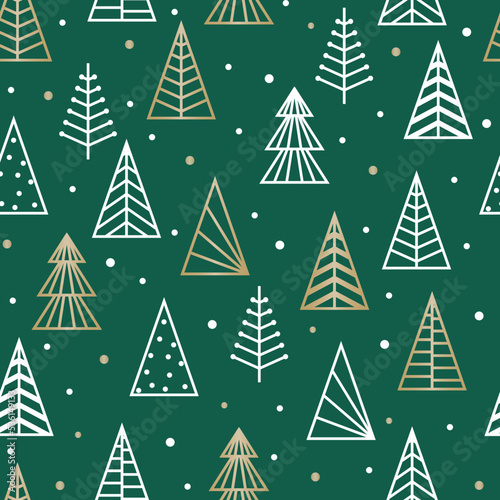 Christmas pattern with abstract trees. Design of texture. Vector illustration