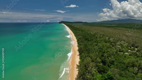 Wallpaper Mural Aerial drone flying over blue sea water and sandy coastline, Phang nga, Thailand Torontodigital.ca