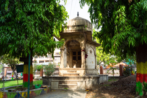 Small temple inside Krishnapura Chhatri, Indore, Madhya Pradesh. Indian Architecture. Ancient Architecture of Indian temple.