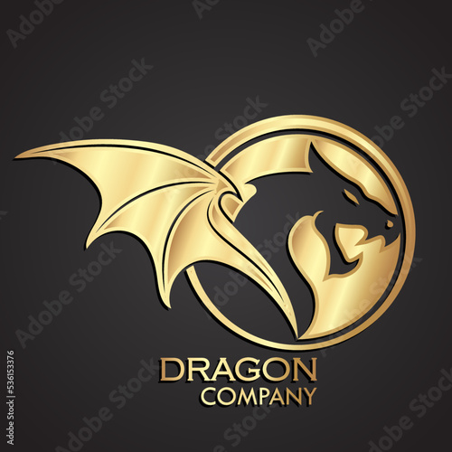 3d winged dragon circle symbol