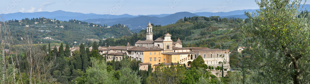 The Charterhouse of Florence. It is a monastery of the Carthusian Order, which stands on Monte Acuto in the Galluzzo area, surrounded by a high circle of walls. Tuscany, Italy