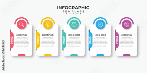 Presentation business infographic template with 5 options vector illustration