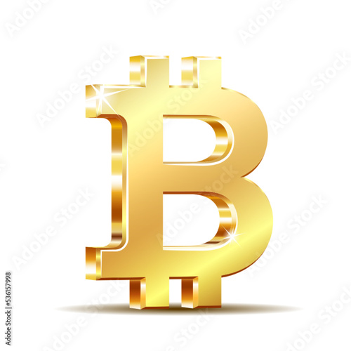 Golden bitcoin sign. Crypto currency golden bitcoin symbol