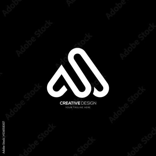 S M creative letter line art monogram logo