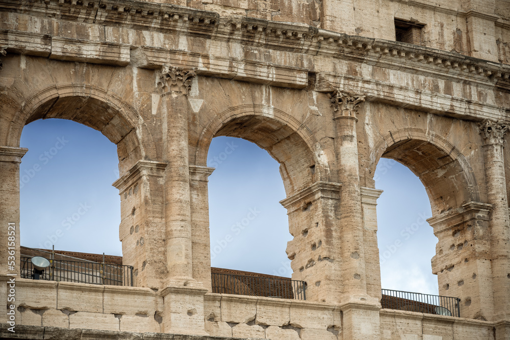 Close-up of Three Arches of the Colosseum in Rome