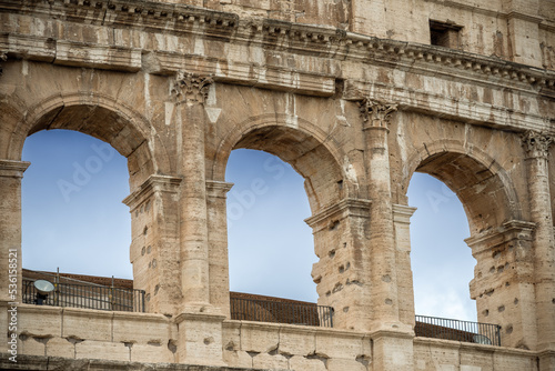 Close-up of Three Arches of the Colosseum in Rome