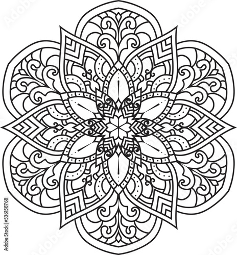 Black and white Mandala illustration Hand drawn outline Mandala.Mandalas for coloring book