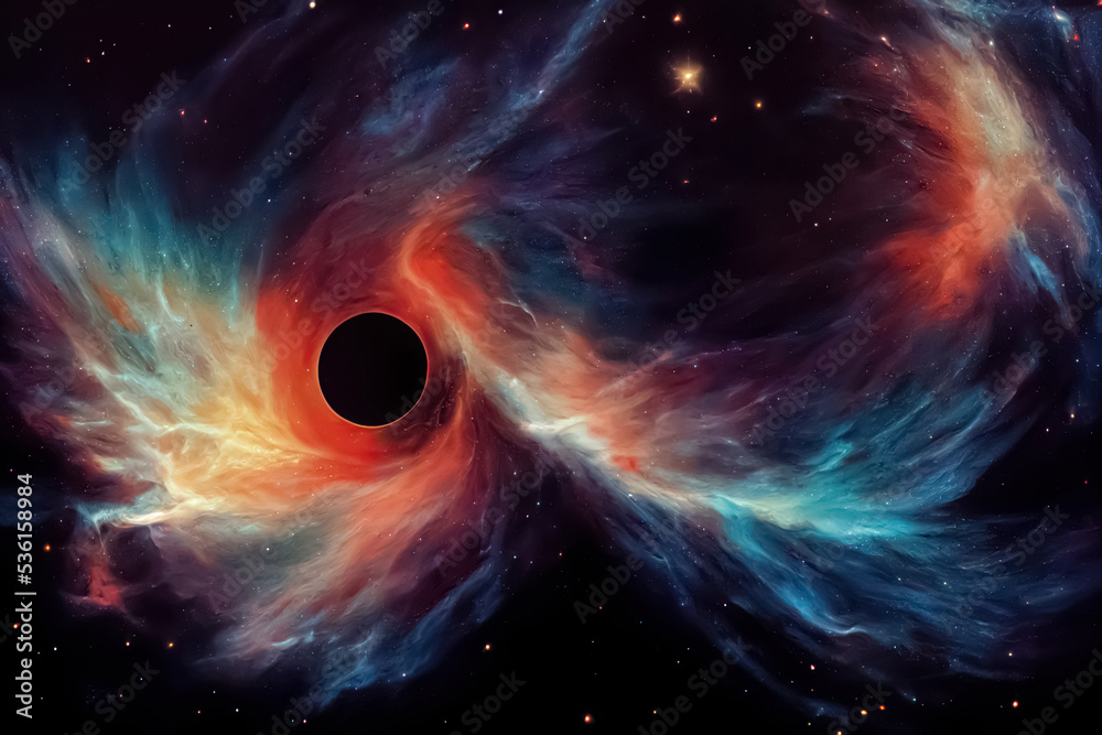 Obraz premium Universe galaxy black hole science fiction background. Space abstract backdrop. 3D illustration.