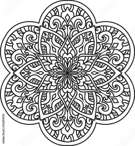 Adult coloring page Mandala.Antistress Coloring Page Mandala.Hand drawn illustration vector