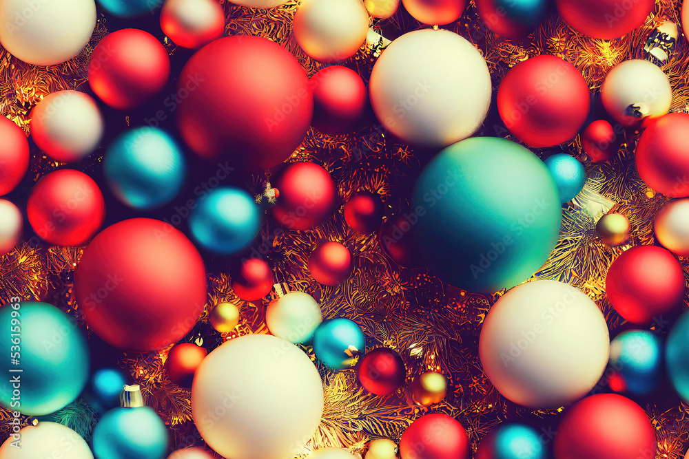 Christmas background of closeup of christmas ornaments