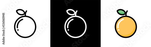 Orange icon. Citrus fruit symbol. vitamin c signs. Mandarin  Orange vector illustration