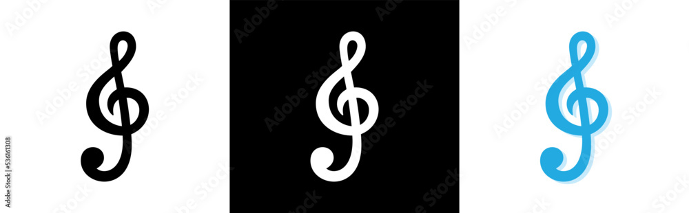Treble clef icon. key note symbol logo signs, vector illustration Treble clef icon. key note symbol logo signs, vector illustration