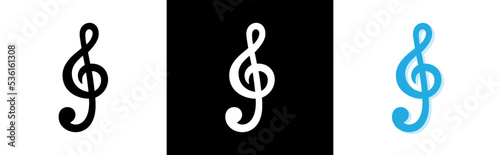 Treble clef icon. key note symbol logo signs  vector illustration