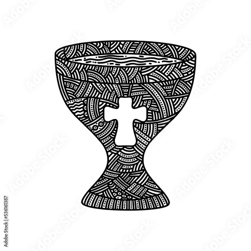 Christian doodle illustration. The Holy Grail.