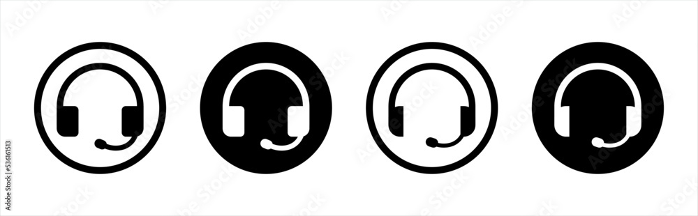 Headphones icons set. Headset symbol. Contact us signs. Earphones vector illustration Headphones icons set. Headset symbol. Contact us signs. Earphones vector illustration