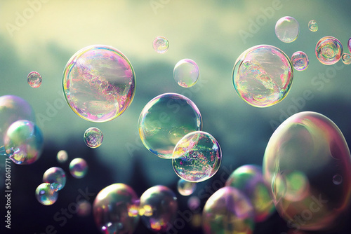 Photorealistic soap bubbles  abstract wallpaper. Ai generated is not based on any real image or character