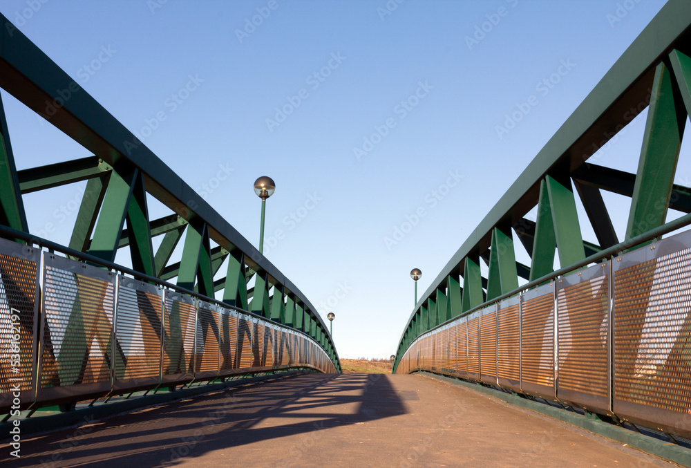 Steel bridge gets very hot in a heat wave - stock photo