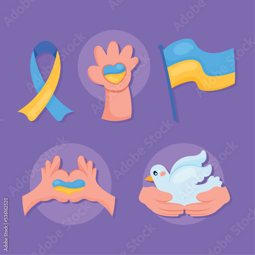 five ukraine no war icons