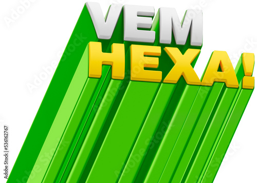 Label Come Hexa Football Brazilian Portuguese in 3d render photo