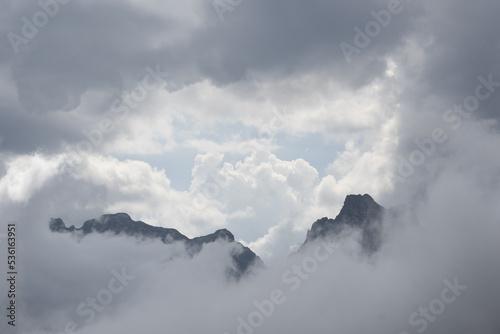 Mountains from Ast?n, Huesca Pyrenees between the clouds. photo