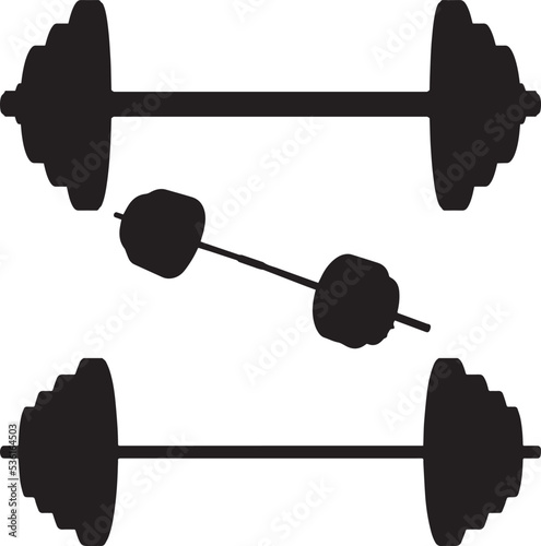 silhouette barbell for Gym or Fitness sport symbol icon logo vector set. Heavy athletic barbell and vintage bodybuilding stencil logo design. 