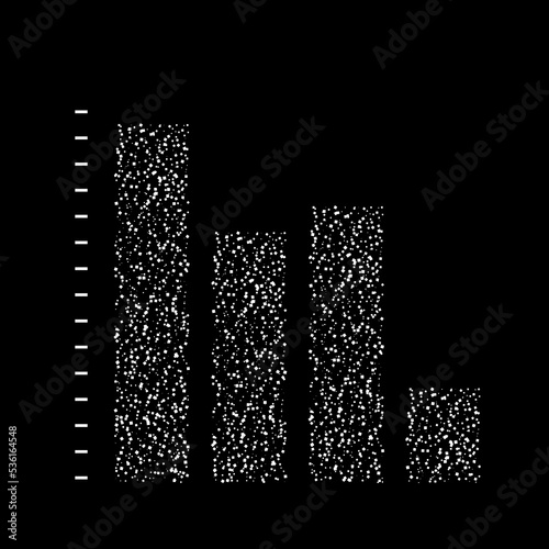 Stylised black and white column chart. Visual representation of data, illustrating comparisons among multiple data sets.