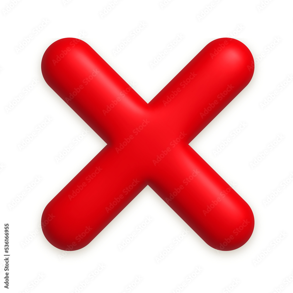 Red cancel cross mark icon. 3d realistic design element. Red cancel cross mark icon. 3d realistic design element.