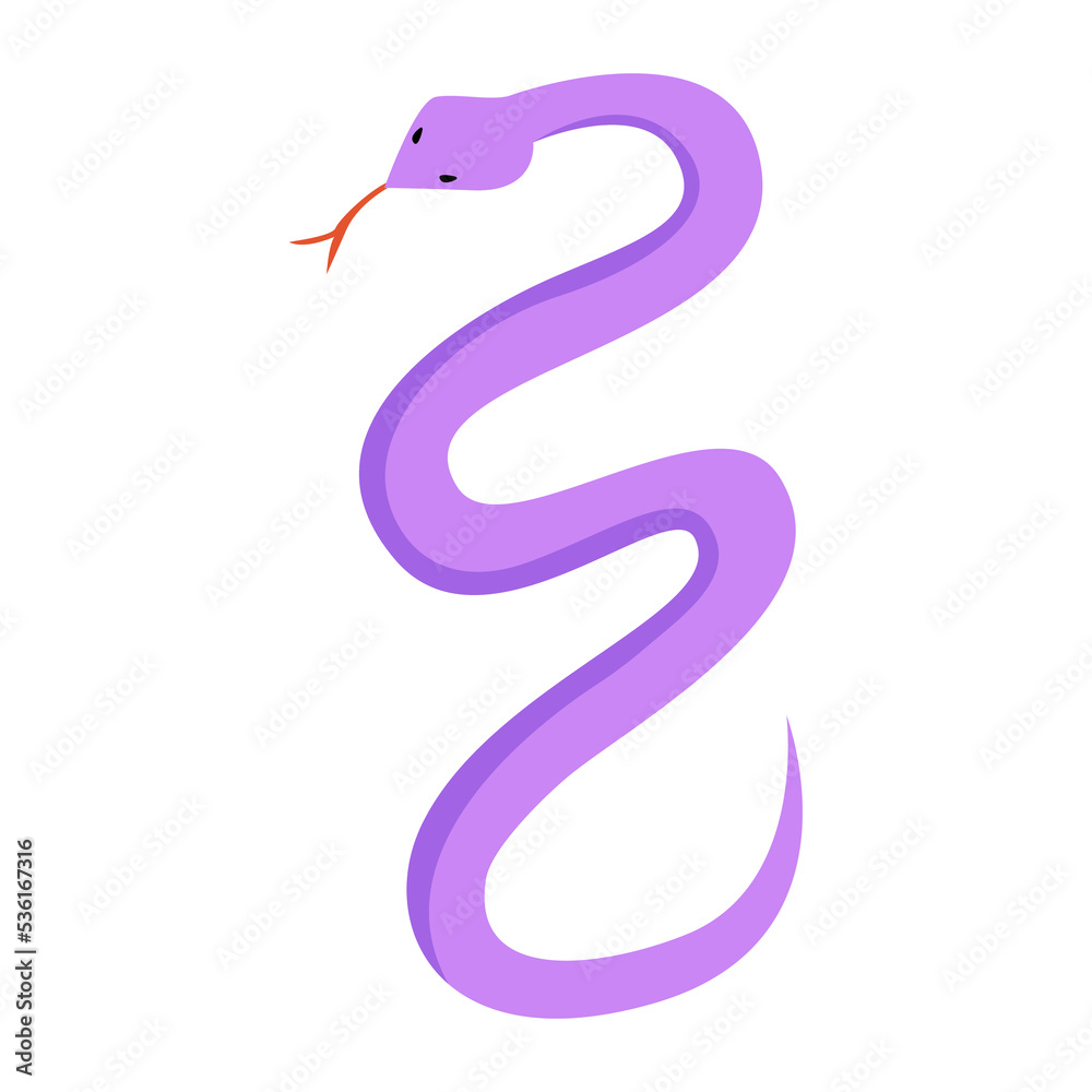Purple snake. Vector flat illustration on isolated background Purple snake. Vector flat illustration on isolated background