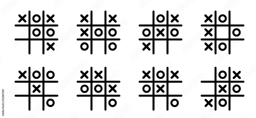 Tic tac toe. Noughts and crosses board game icon isolated. Vector