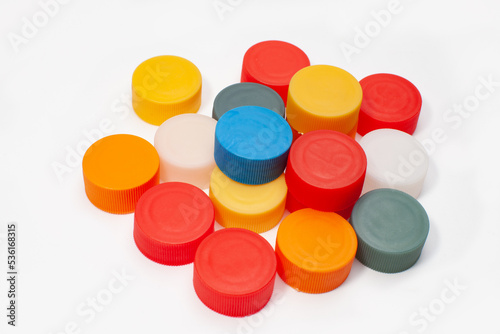many colorful plastic bottle caps